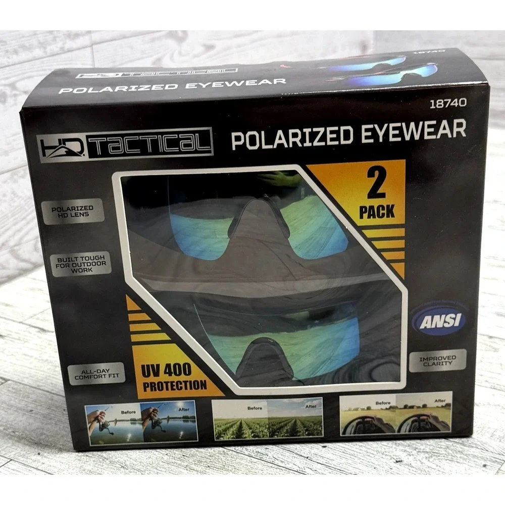 HD Tactical Polarized Eyewear 2 Pack‎ UV 400 Protection New in box